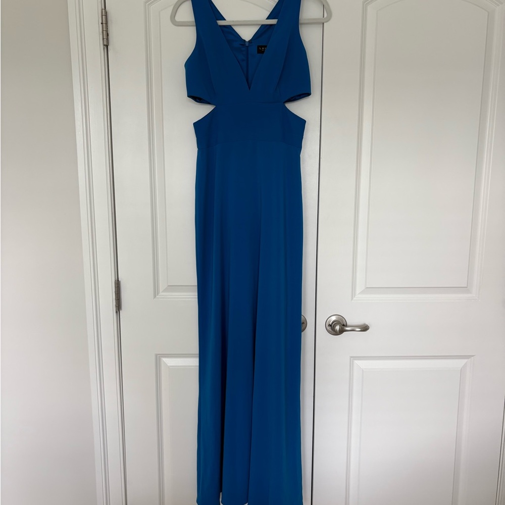 Laundry By Shelli Segal Blue Sleeveless V-Neck Sundress